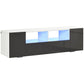 TV Stand for TVs up to 60", TV Unit with LED Lights, Storage Shelves and Cupboards, 53.9" x 13.8" x 16.5", Grey