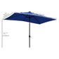 6' x 10' Patio Umbrella with 22 LED Solar Lights and Tilt, Rectangular Outdoor Table Umbrella with Crank, Dark Blue