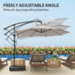 10FT Cantilever Umbrella with Fillable Base, Wind Strap and Cover, Offset Hanging Umbrella with Crank, Cream White