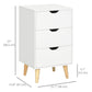 3-Drawer Nightstand with Wood Legs - White