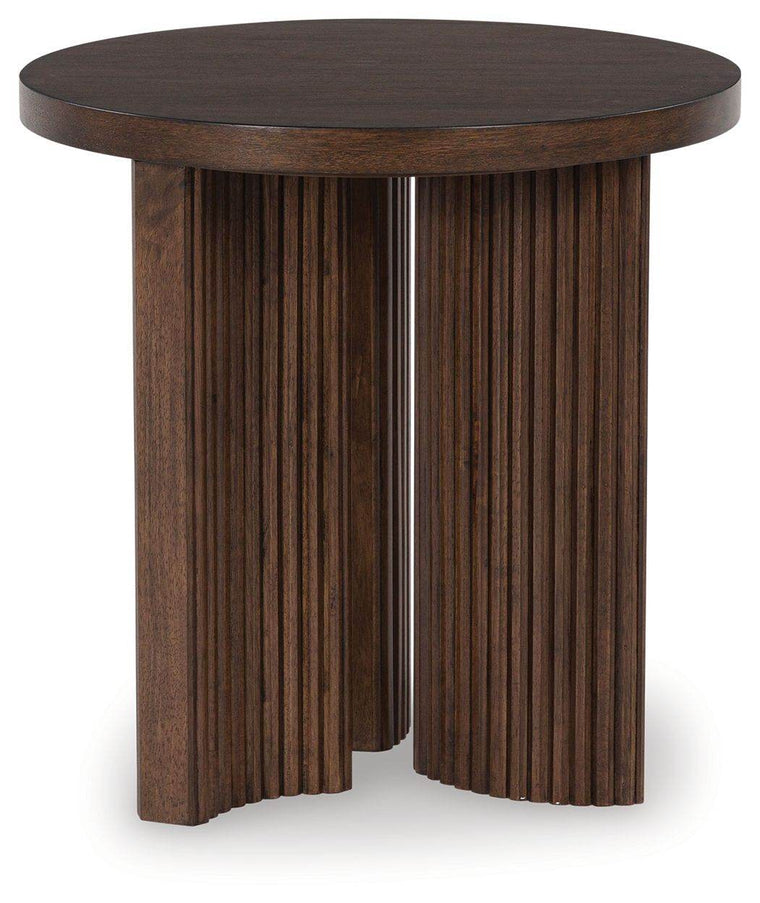 Korestone - Dark Brown - Round End Table - Forward Furniture