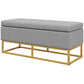Flip Top Storage Ottoman, Upholstered Storage Bench, Linen Fabric Footstool for Living Room, Bedroom, Grey