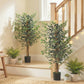 Artificial Tree, Fake Ficus Tree with Leaves, Faux Plant in Nursery Pot for Indoor Decoration