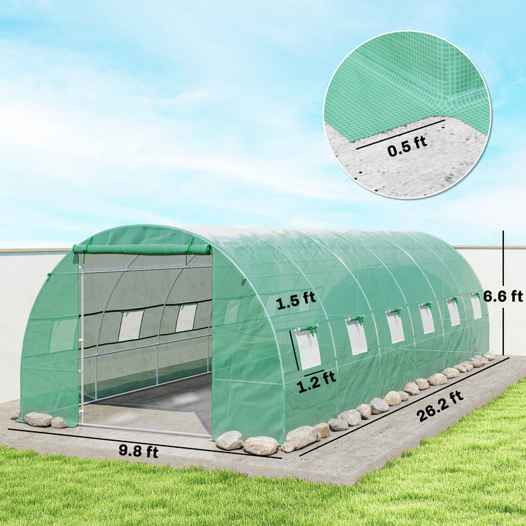 26' x 10' x 6.6' Steel Walk-In Tunnel Greenhouse