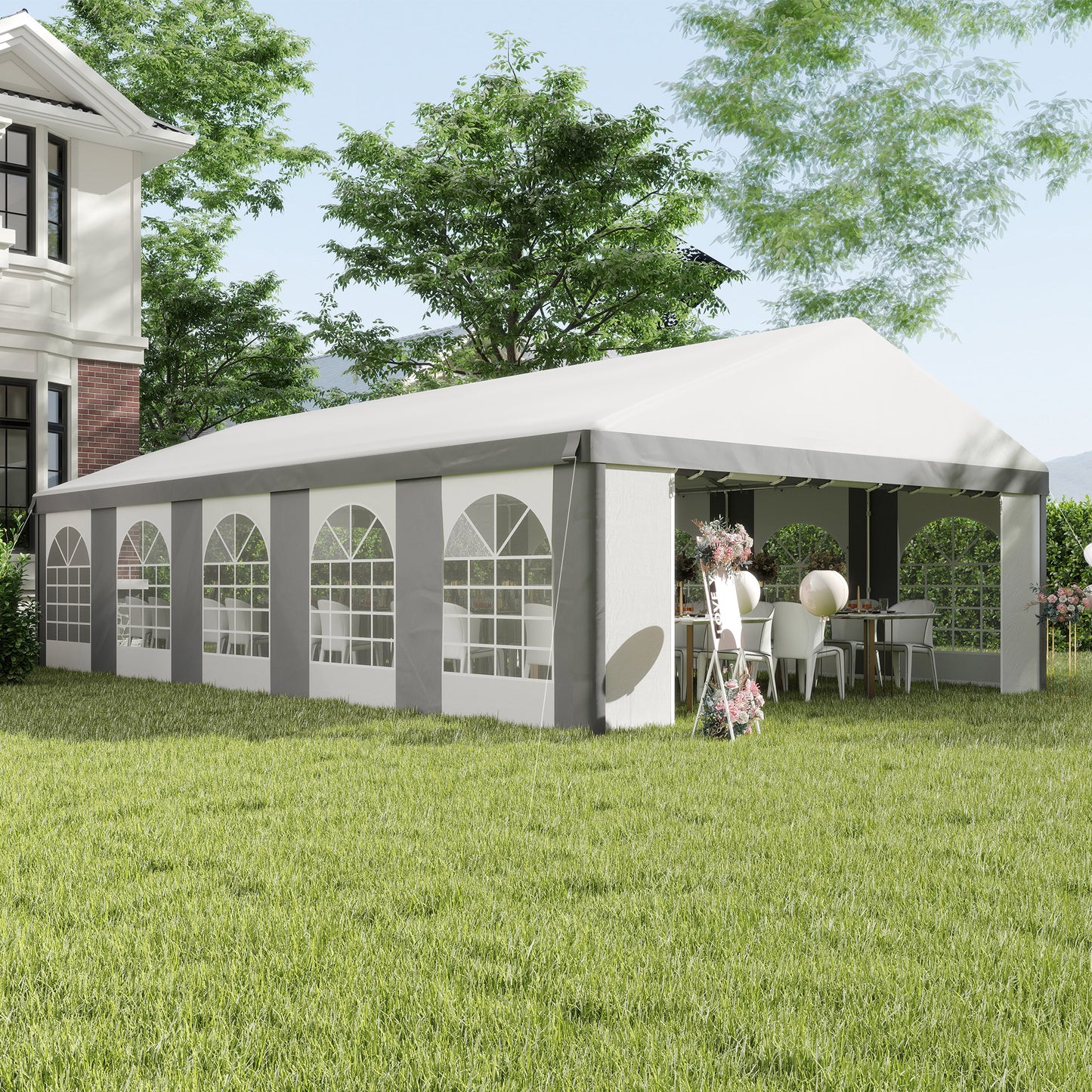 Heavy Duty Large Party Tent & Carport with Removable Sidewalls, Portable Garage Canopy Tent, White