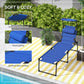 Folding Chaise Lounge with Adjustable Sunroof, Outdoor Quick Dry Padded Tanning Chairs with Headrest, Reclining Back Outdoor Lounge Chair, for Beach, Yard, Patio, Blue