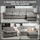 Sofa Couch with Chaise Lounge, Chenille L-shaped Couch with Double-layer Seat Cushion for Living Room, Grey