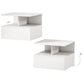 Floating Nightstand Set of 2, Wall Mounted Bedside Table with Power Outlets, Drawer and Shelf, White