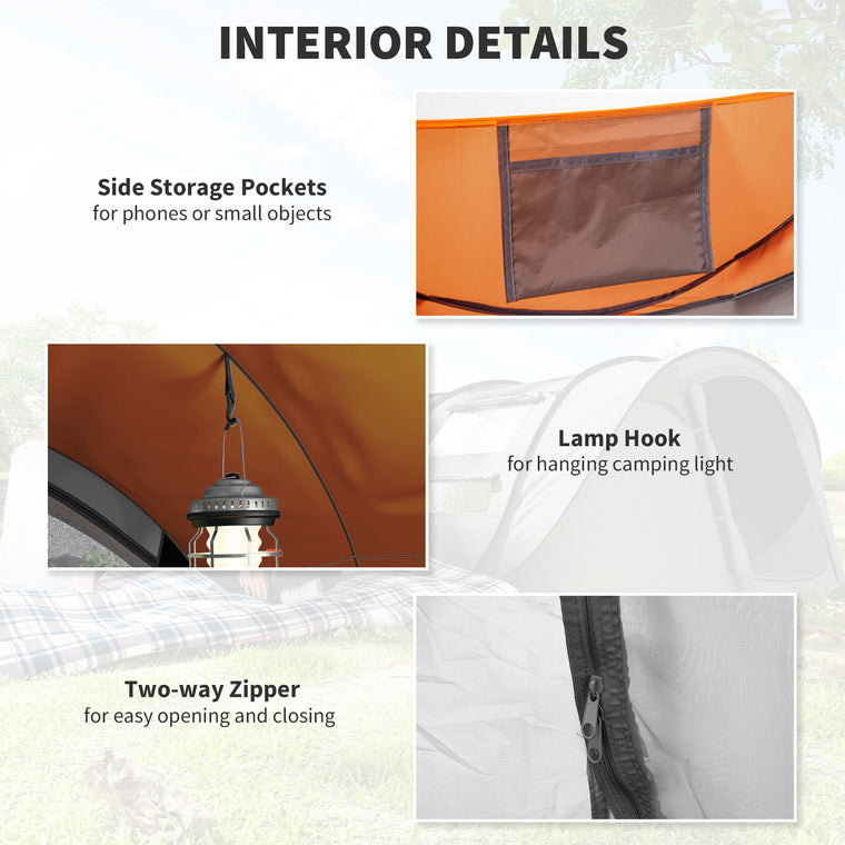 Orange 4-Person Pop-Up Camping Tent with Carry Bag