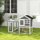 49" Weatherproof Wooden Rabbit Hutch With Slant Roof And Screened Outdoor Run, Grey