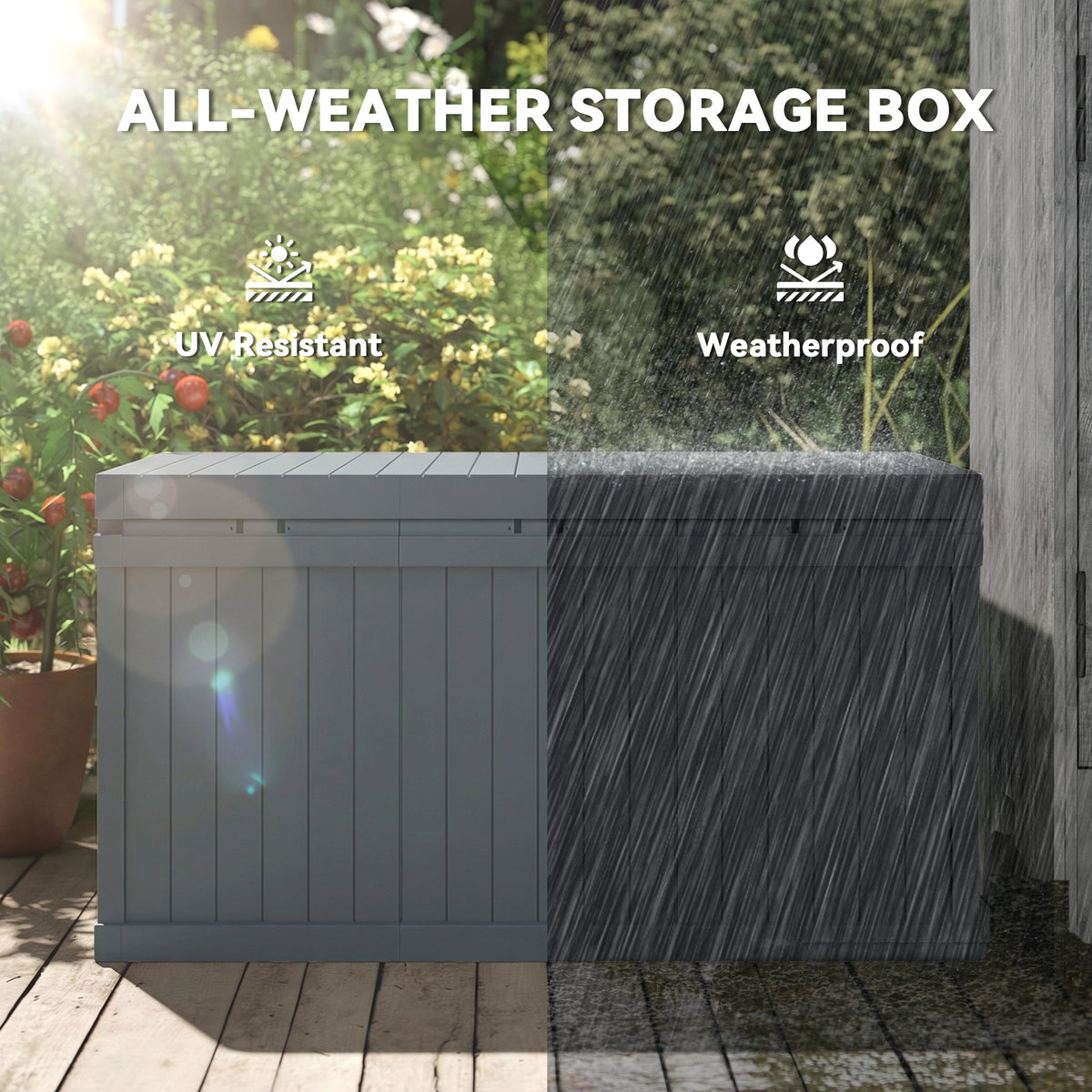 70-Gallon Resin Deck Box with Handles - Dark Grey