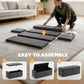 Storage Ottoman Bench, Linen-Look Fabric Upholstered Ottoman with Storage, Wide Padded Seat, Dark Grey