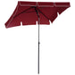 6.5x4ft Rectangle Patio Umbrella Aluminum Tilt Adjustable Garden Parasol Sun Shade Outdoor Canopy Wine Red
