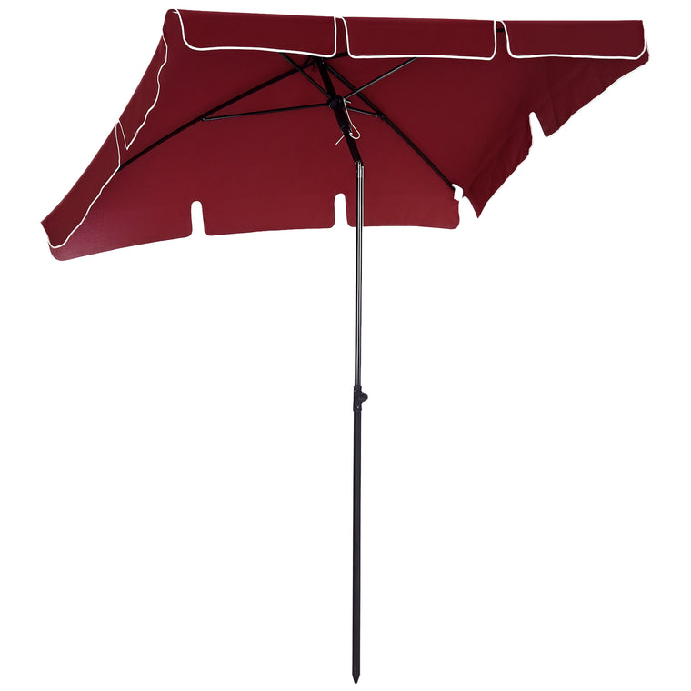 6.5' x 4' Wine Red Aluminum Rectangle Patio Umbrella