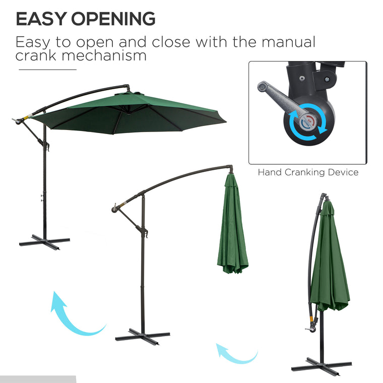 9.7ft Green Offset Cantilever Umbrella with 8 Ribs