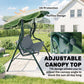 Outdoor Porch Swing with Adjustable Canopy, 3-Seater Patio Swing Chair with Cushion, Black