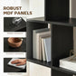 5-Tier Bookshelf, S Shaped Geometric Bookcase with 15 Compartments, Black Wood Grain