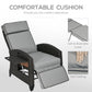 Outdoor Recliner Chair with Adjustable Backrest, Cushion, Side Tray, Black