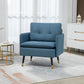 Accent Chair, Upholstered Armchair with Tufted Back Cushion and Steel Legs for Living Room, Bedroom, Blue