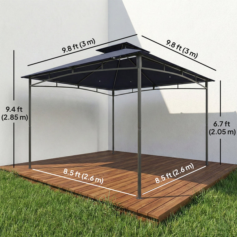 10' x 10' Navy Blue Soft-Top Gazebo with 2-Tier Roof