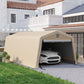 Portable Garage, Heavy Duty Carport Canopy with Ventilation Windows and Large Roll-up Door, Dark Grey