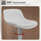 Counter Height Bar Stools Set of 2, Streamlined Bar Chairs with Adjustable Height and Swivel PU Leather Seat, White