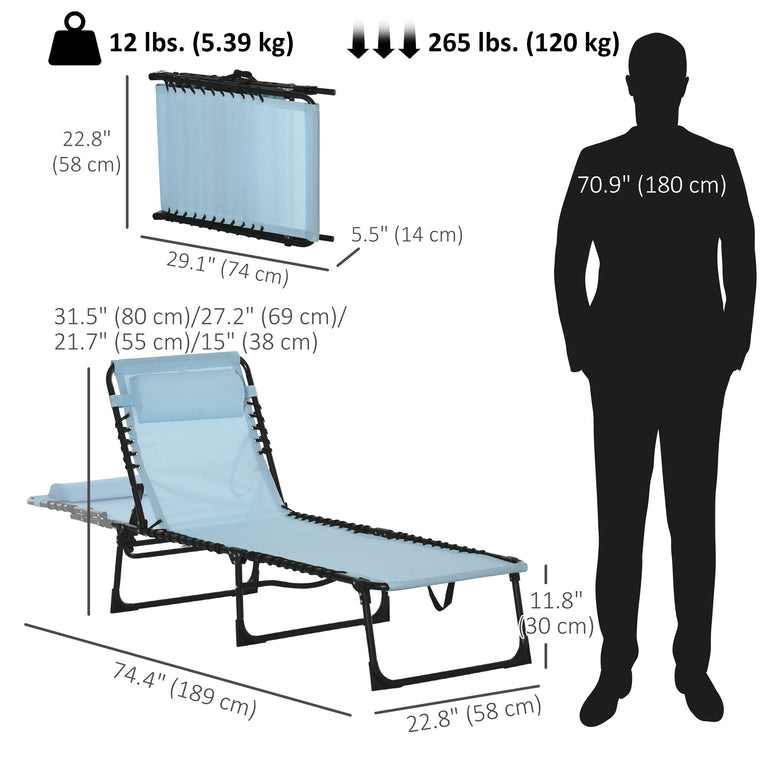 Light Blue 4-Level Adjustable Chaise Lounge