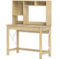 Computer Desk with Hutch, Home Office Table with Storage Shelves and Open Compartments for Writing, Work, Oak