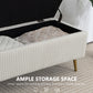 Storage Ottoman Bench, 43 Inch Large Storage Chest with Steel Legs and Padded Seat, Foot Rest, Load 485 lbs, Beige