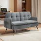 55" Loveseat Sofa, Corduroy Love Seat w/ S spring, Steel Legs and Button Tufting, Small Couch for Living Room, Dark Grey