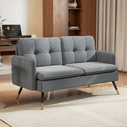 55" Corduroy Tufted Loveseat - Dark Grey