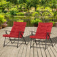 Set of 2 Outdoor Folding Chairs with Adjustable Backrest, Padded Camping Chairs for Outdoor Events, Grey