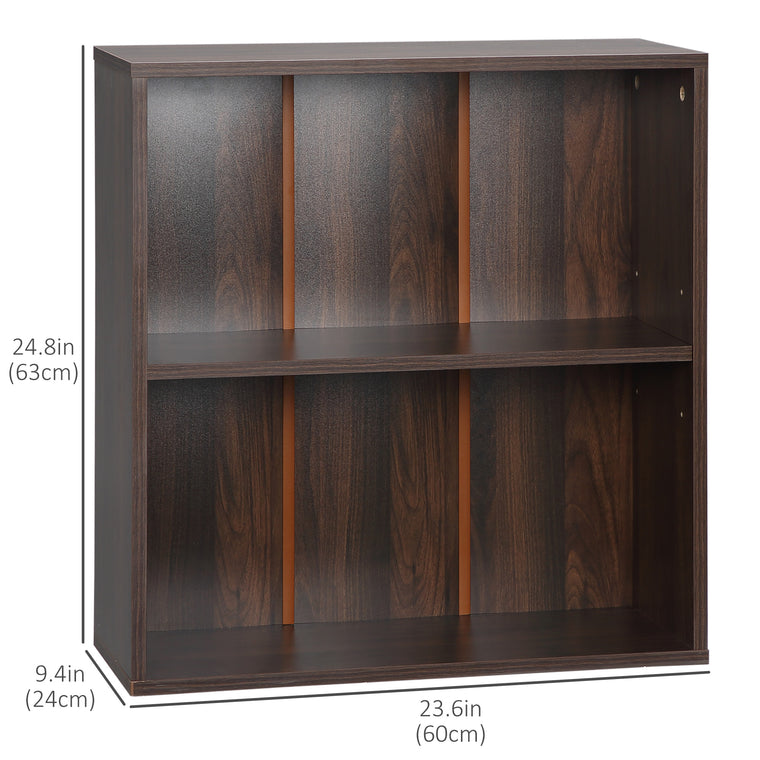 Small 2-Tier Bookshelf Storage Rack - Walnut