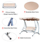 3 Seat Metal Swing Chair Hammock w/ Canopy Cover Heavy Duty Patio Garden Outdoor Beige
