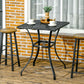 Patio Wicker Dining Table with Umbrella Hole, 34 Inch Outdoor PE Rattan Coffee Table with Plastic Board Under the Woven Table Top for Patio, Garden, Balcony, Mixed Brown - Black