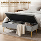 Upholstered Bedroom Bench with Gold Tone Metal Legs, Velvet Tufted and Thick Padding, Grey