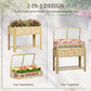 Raised Garden Bed, Outdoor Wooden & PVC Elevated Planter Box with Cold Frame Greenhouse and Storage Shelf, Natural