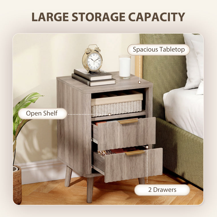 Nightstand Set of 2 with Charging Station