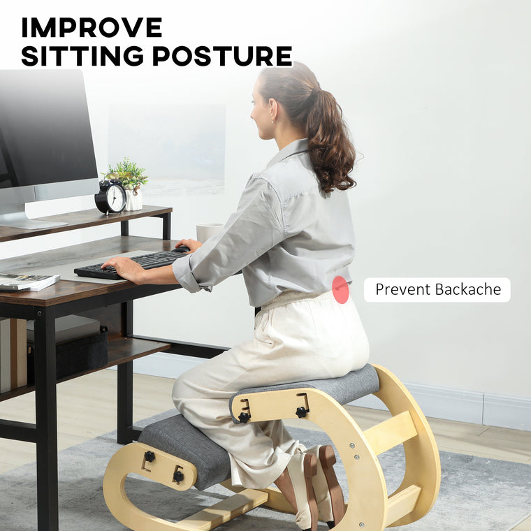 Adjustable Rocking Wood Kneeling Chair