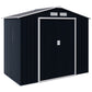 7' x 4' x 6' Garden Storage Shed Outdoor Patio Metal Tool Storage House w/ Foundation Kit and Double Doors Dark Grey