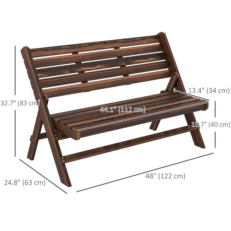 Foldable Wooden Garden Bench with Slatted Backrest