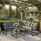 4 Piece Patio Furniture Set with Thick Cushions and Coffee Table, Patio Conversation Set for Porch, Balcony, Deck, Grey