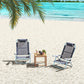 Set of 2 Camping Chairs, Beach Chairs with Adjustable Backrest and Headrest, Folding Chair for Outdoor, Dark Blue
