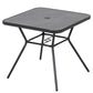 Square Outdoor Table, Patio Bistro Coffee Table with Faux-marbled Top and 42mm Umbrella Hole for Garden, Dark Grey