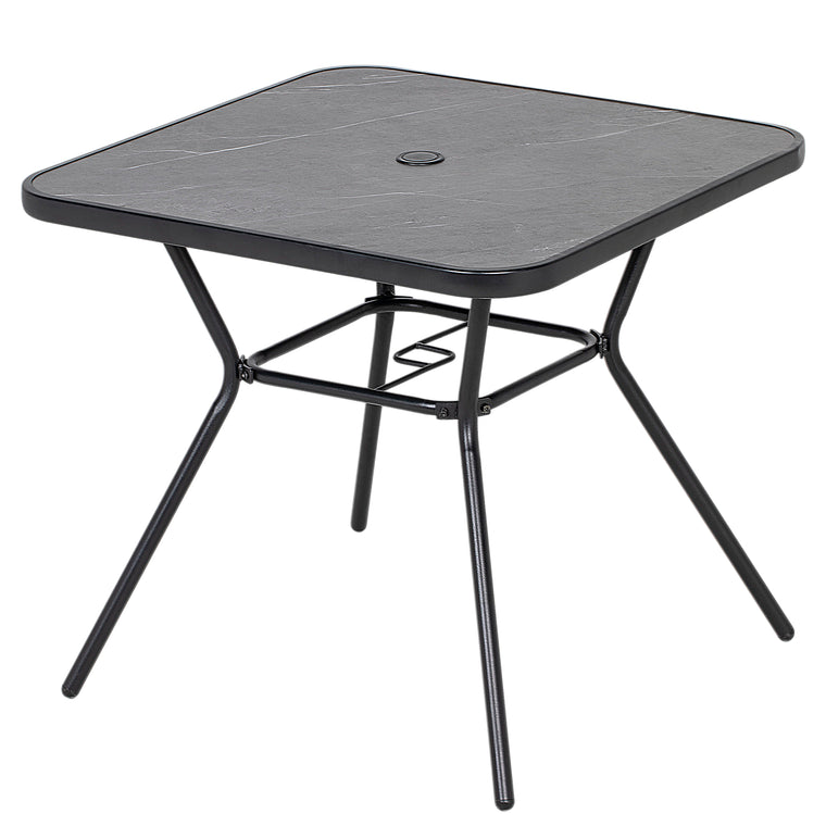Square Bistro Table with Faux-Marbled Top and Umbrella Hole