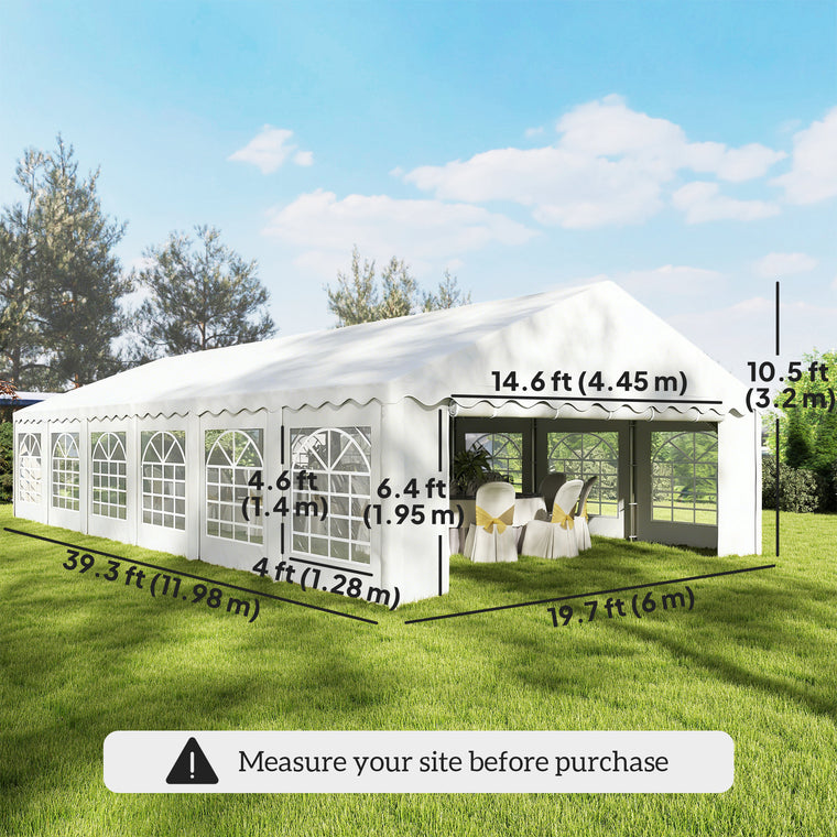 20' x 40' White Party Tent with Removable Sidewalls & Windows