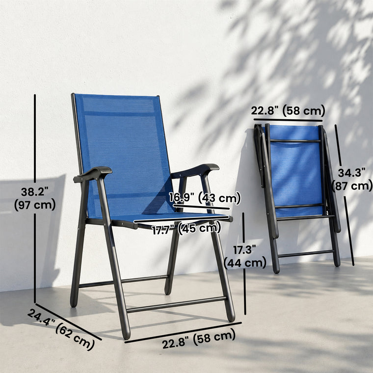 Folding High-Back Dining Chairs, Mesh Seat, Set of 4