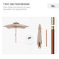 10x10ft Wood Square Patio Umbrella Garden Market Parasol Sunshade Canopy with 2 Pulley Pagoda Style, Khaki