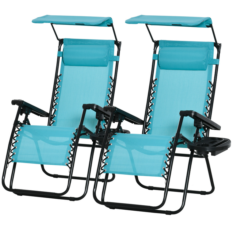 Sky Blue Zero Gravity Lounge Chair with Canopy Shade