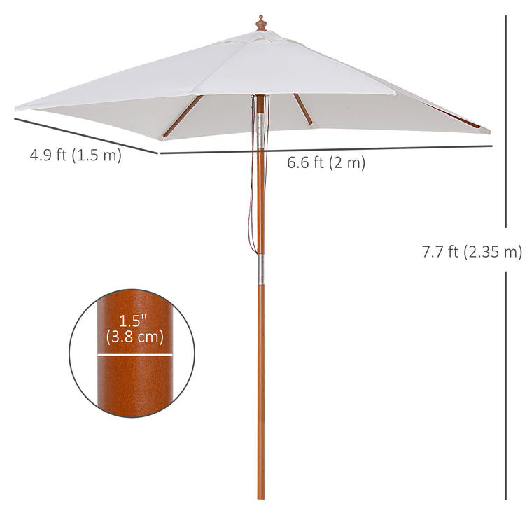 6.6x5ft Cream White Fir Wood Market Parasol with Tilt